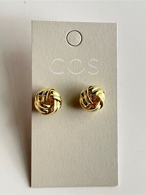 COS Polished Gold Twist Knot Stud Earrings